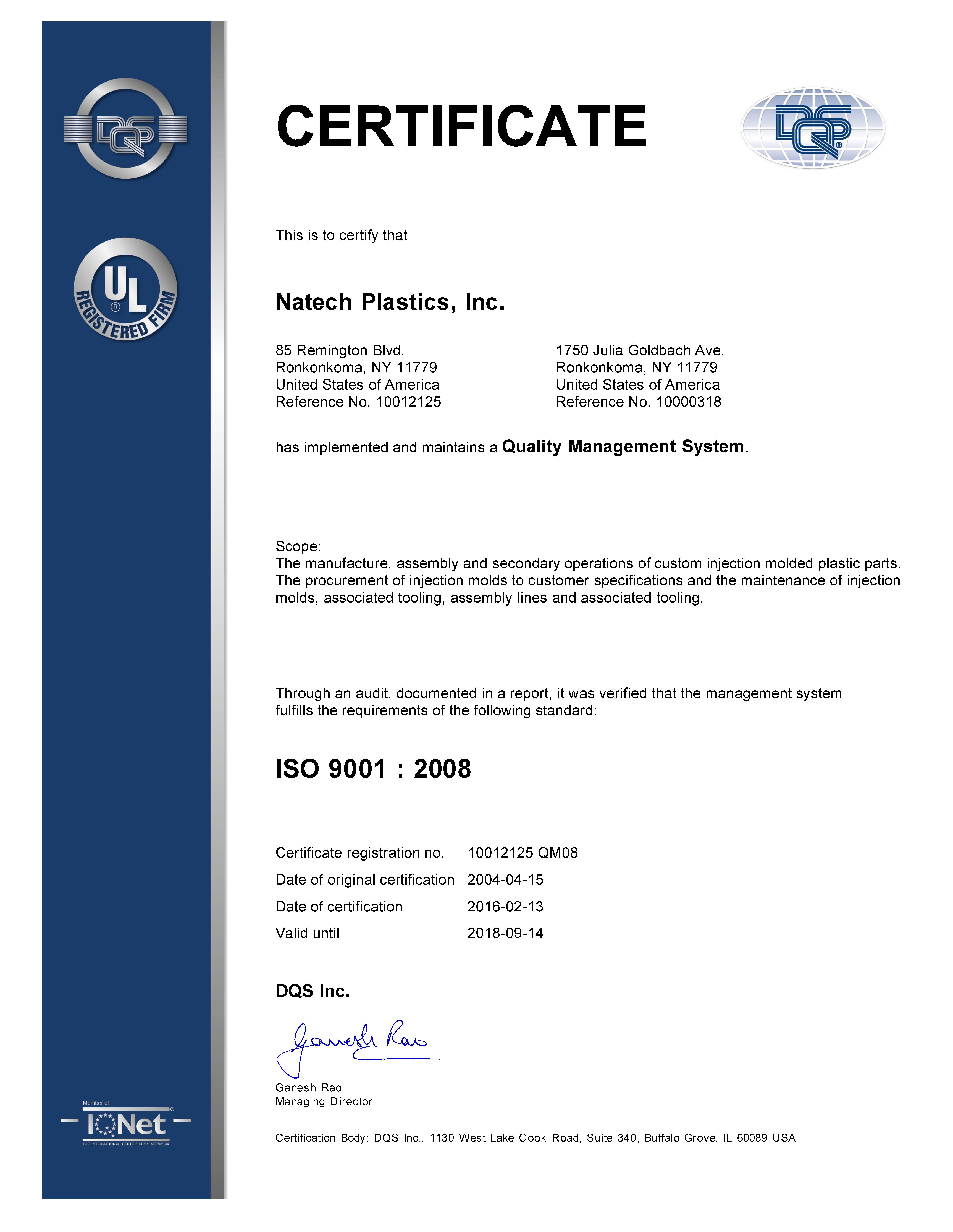 Quality and ISO Certifications